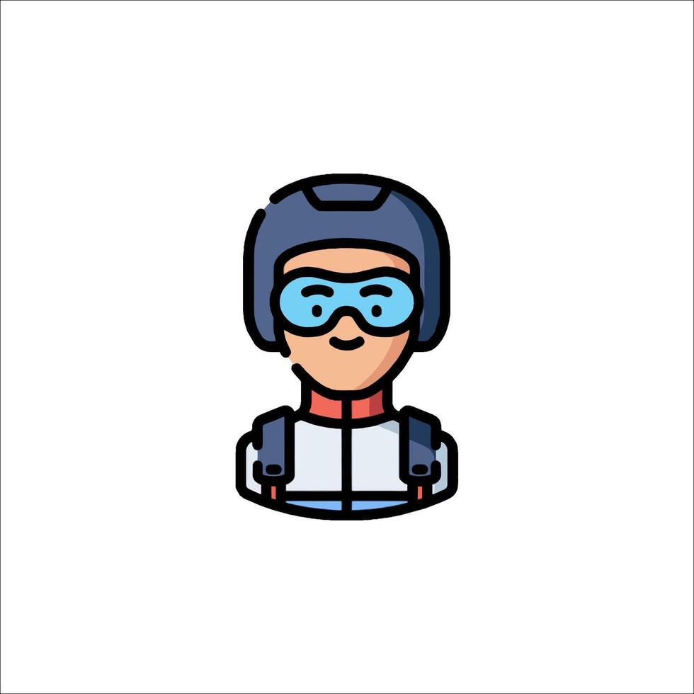 A man in a helmet and goggles icon vector