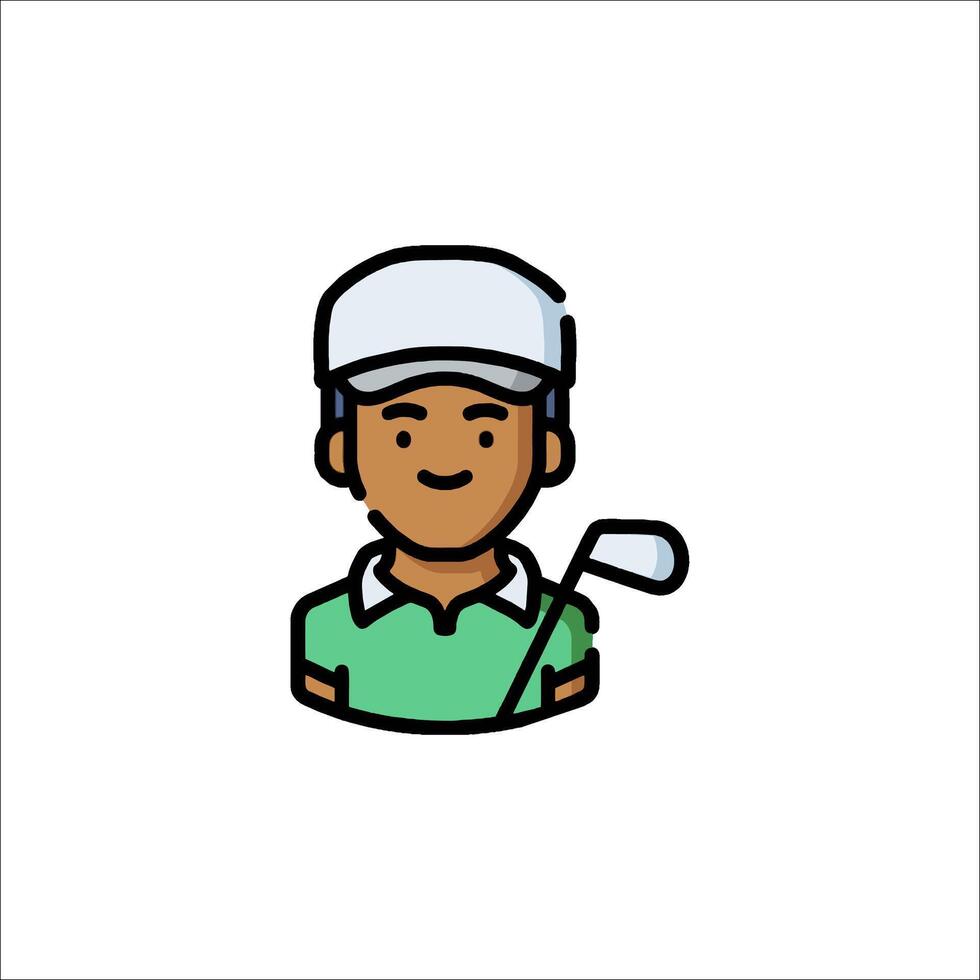 A cartoon man with a golf club on his head vector