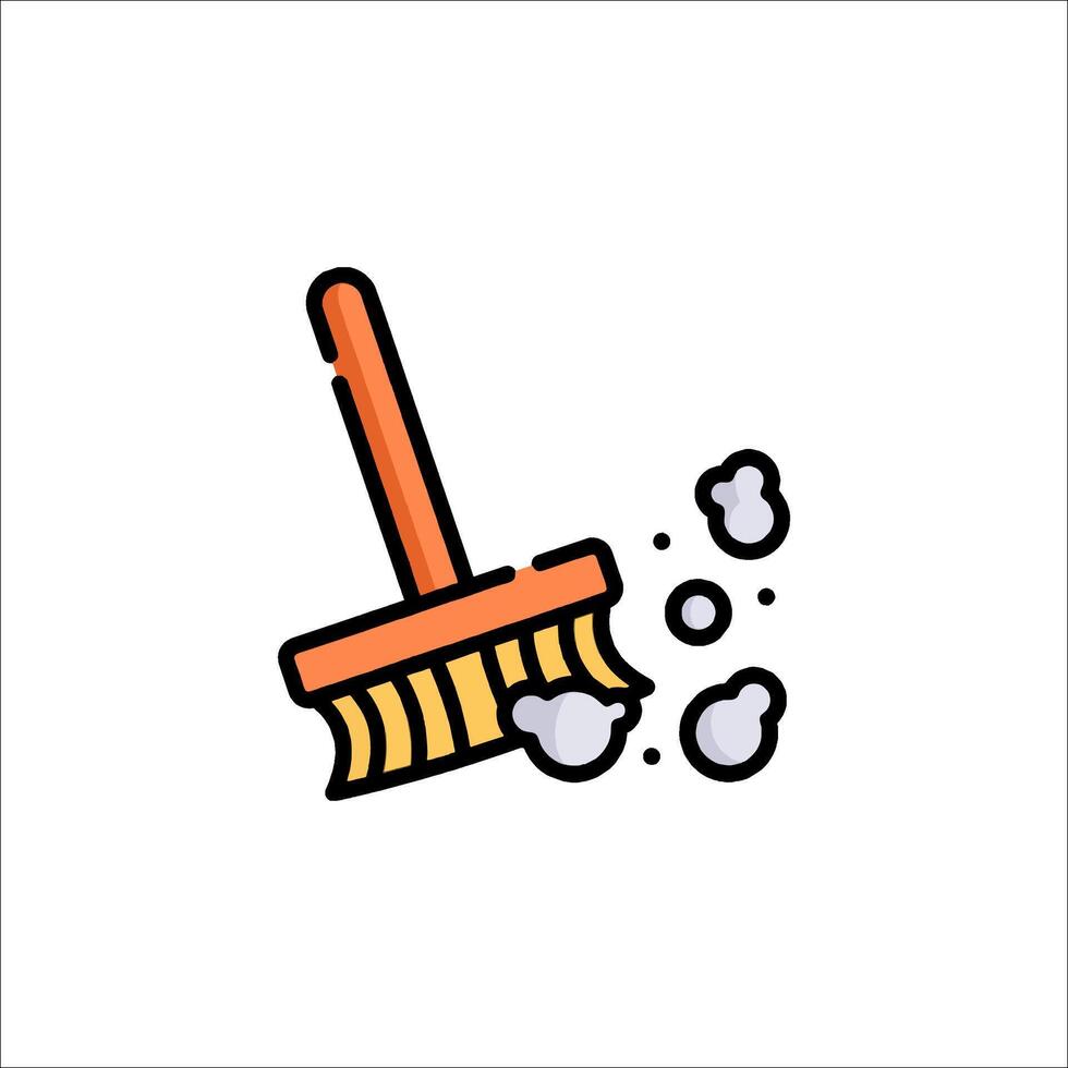A broom and dust pan icon on a white background vector