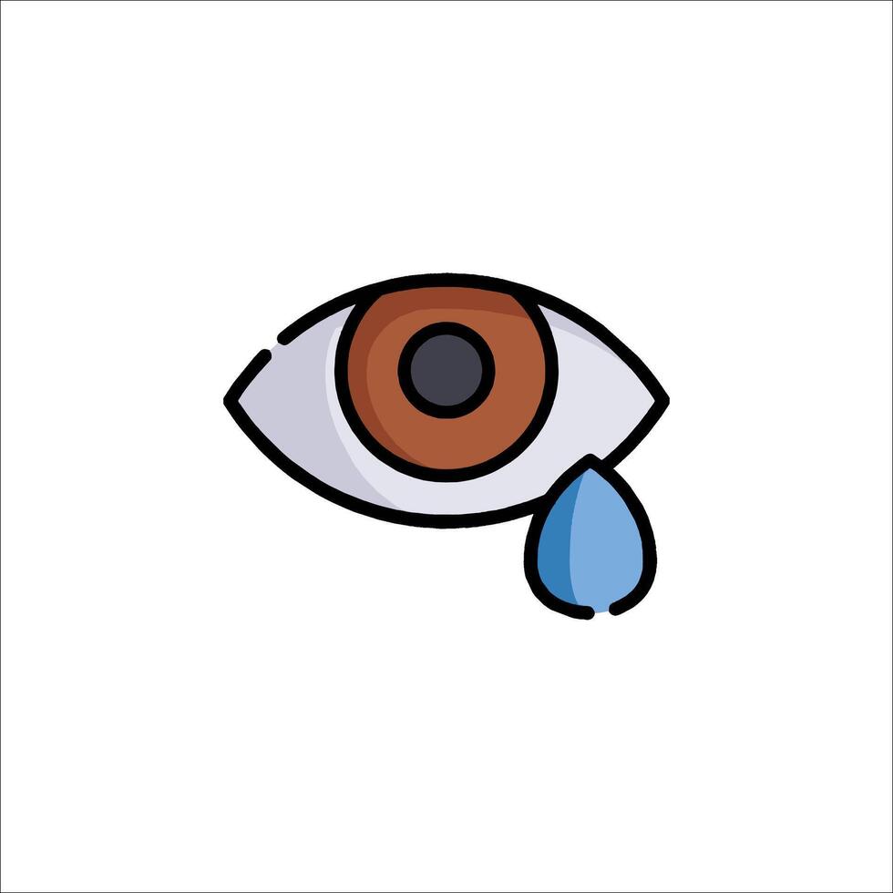 An eye with tears on it, with a white background vector