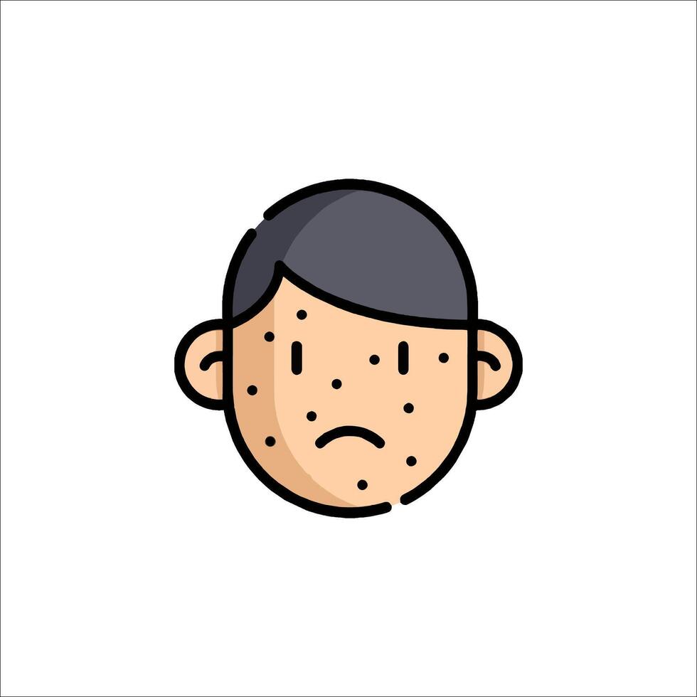 A man with a black hair and a face with spots vector