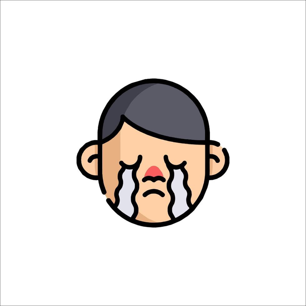 A crying man icon with a red nose vector