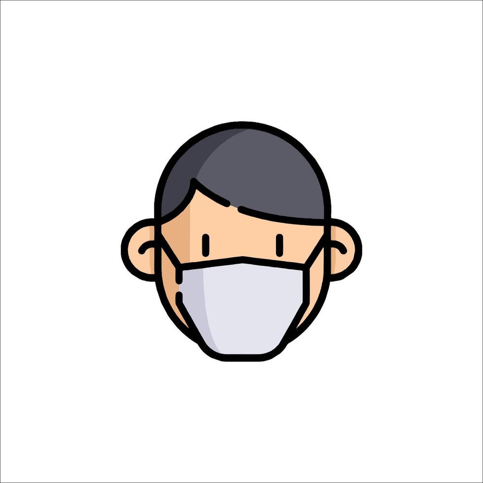 A man wearing a surgical mask on his face vector