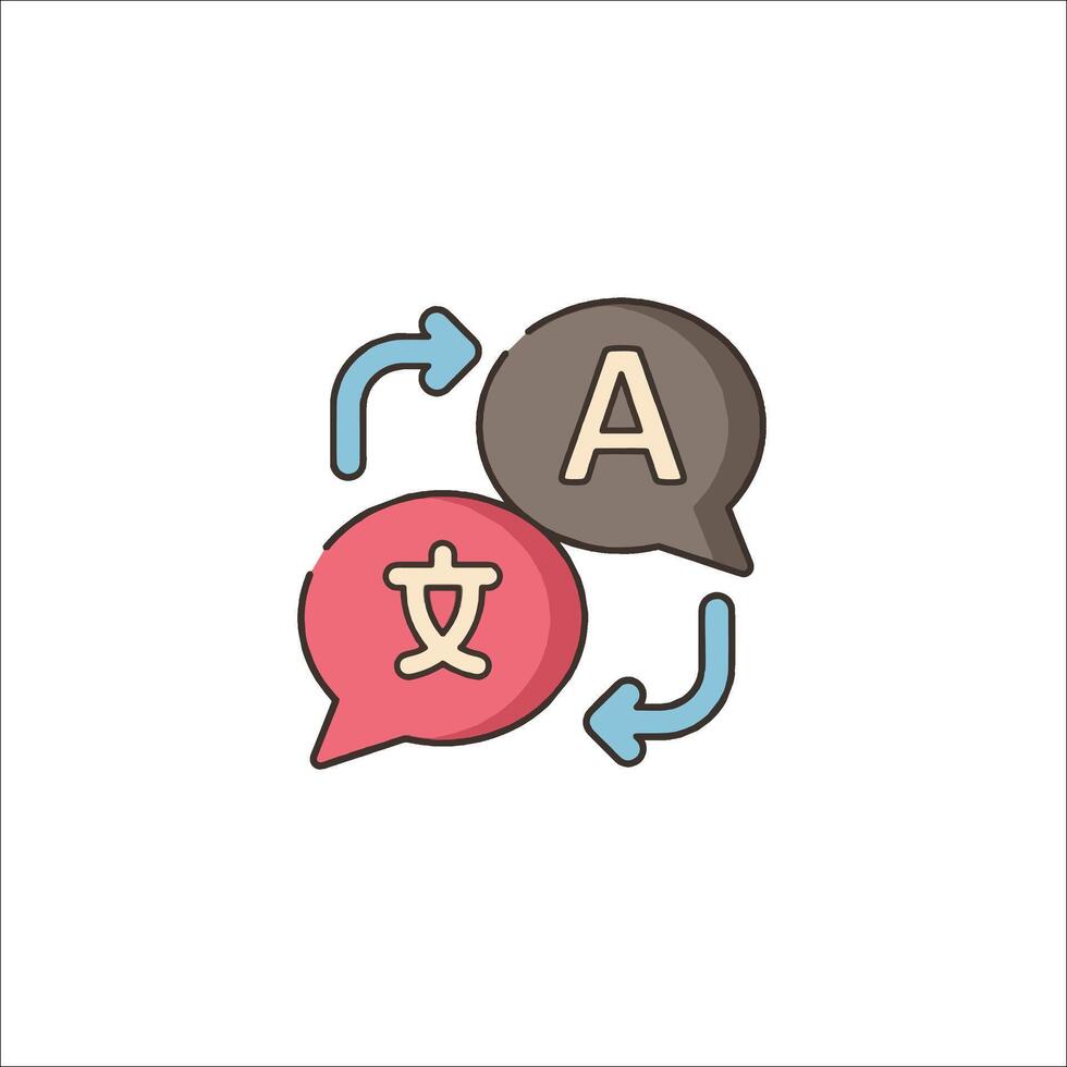Two speech bubbles with the word a and a arrow pointing to it vector