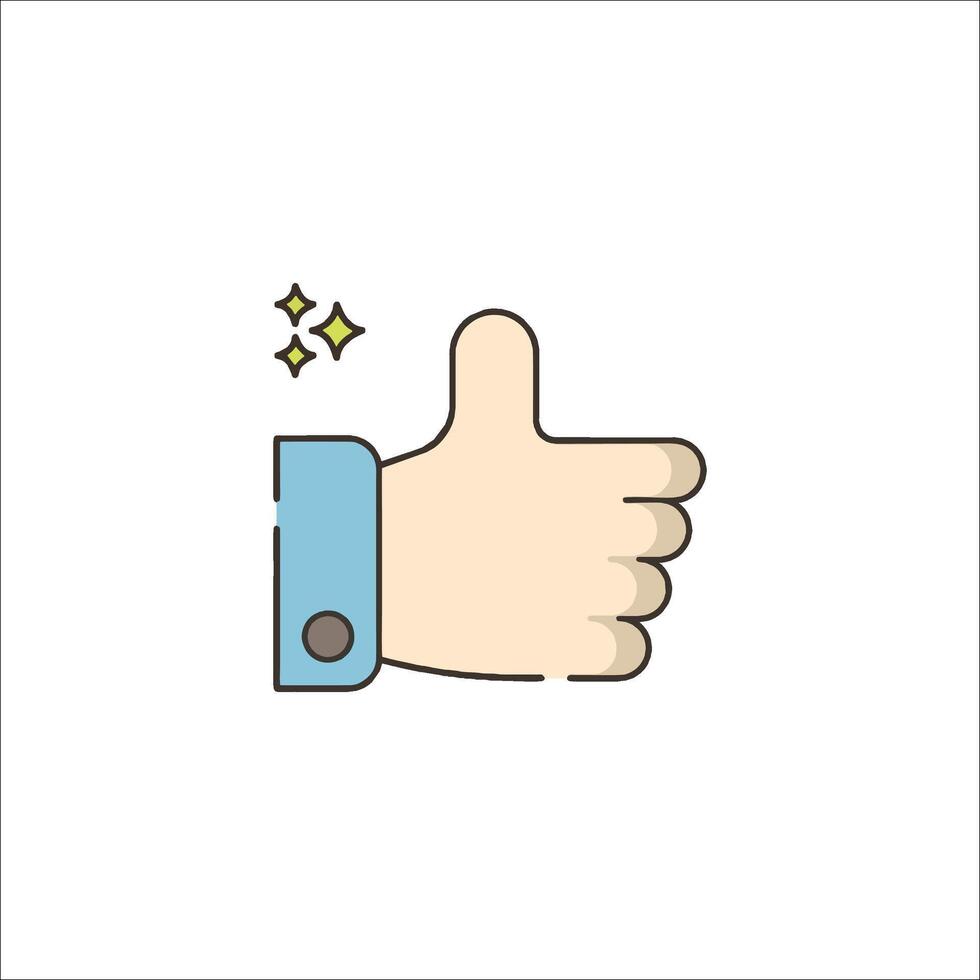 A thumbs up icon with a hand and stars vector
