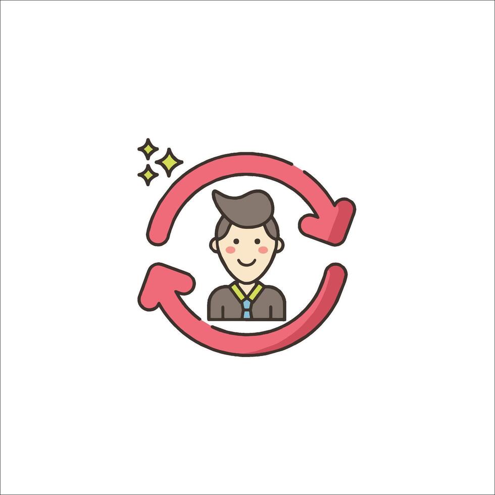 A man with a red arrow in the middle of a circle vector