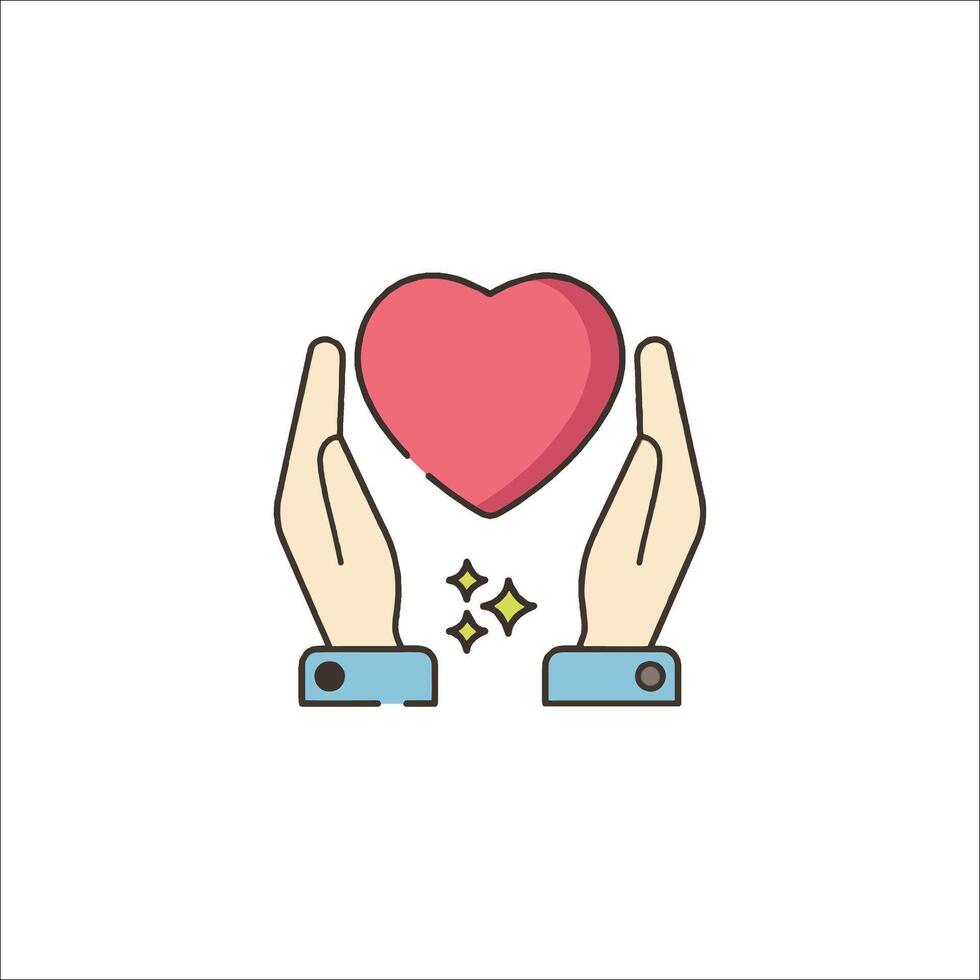 Hands holding a heart icon vector