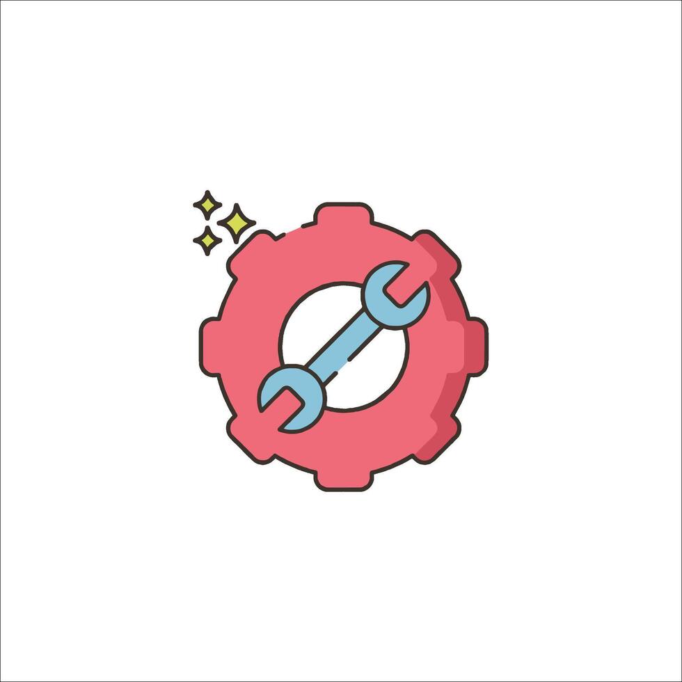 A gear wheel with a wrench on it vector