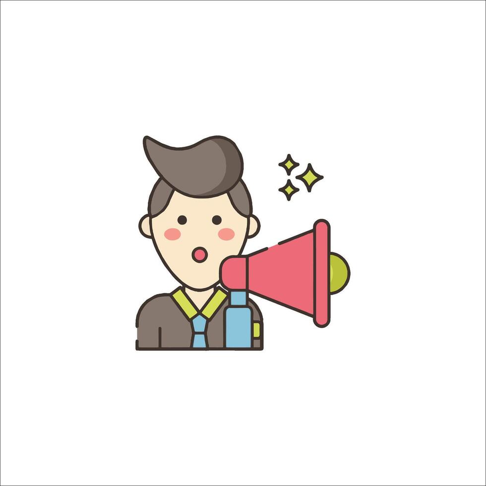 A man with a megaphone icon vector