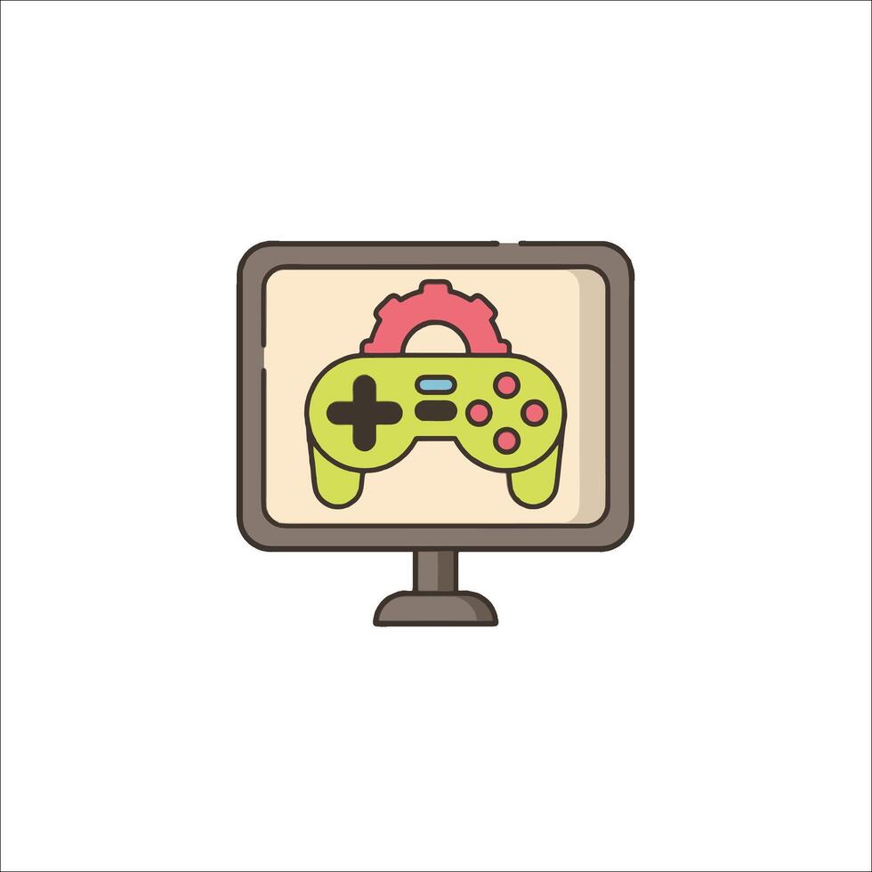 A computer monitor with a game controller on it vector