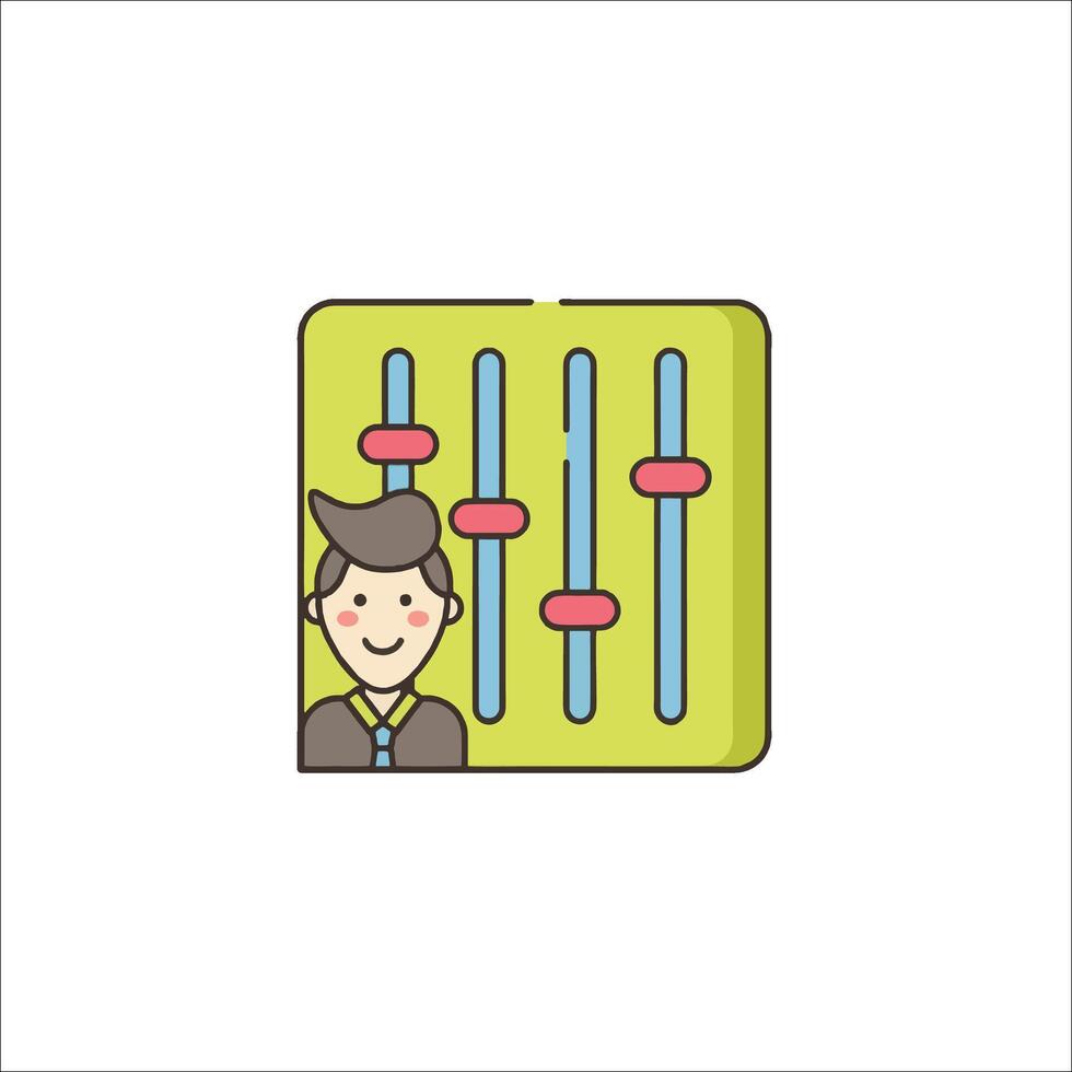A man with a microphone and a bar graph vector