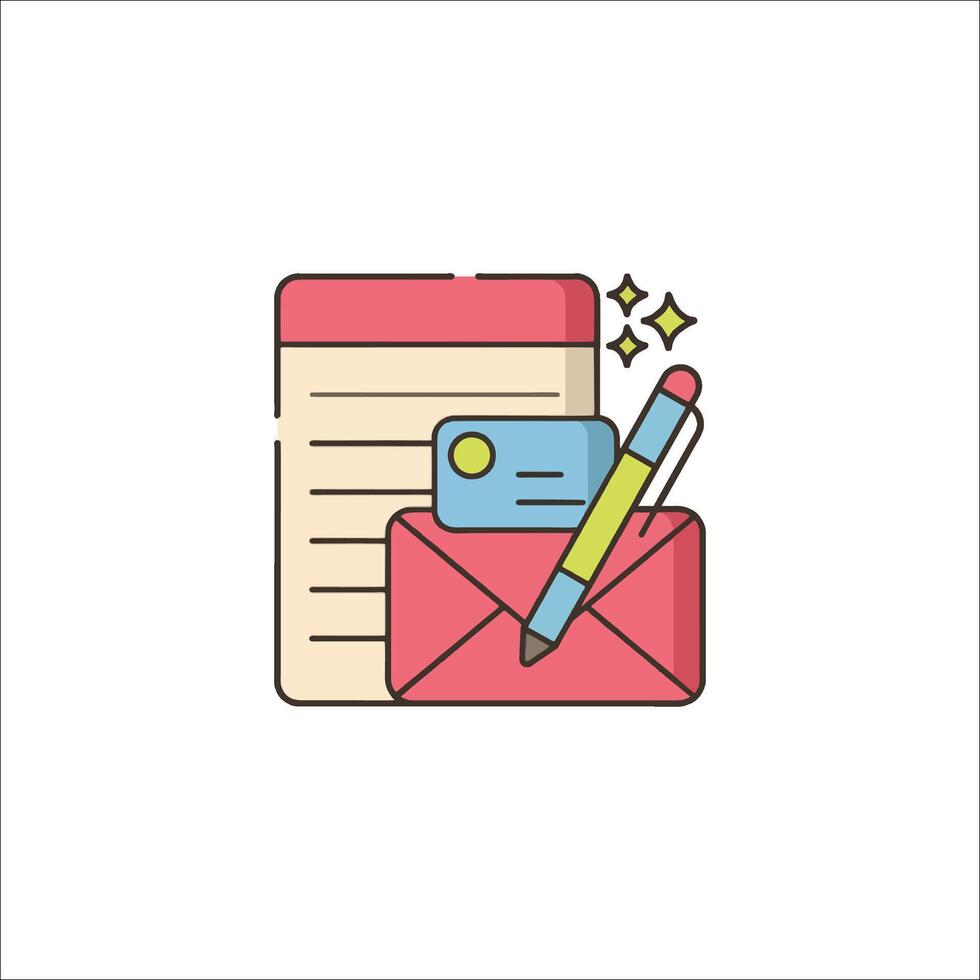 Email and pen icon on white background vector