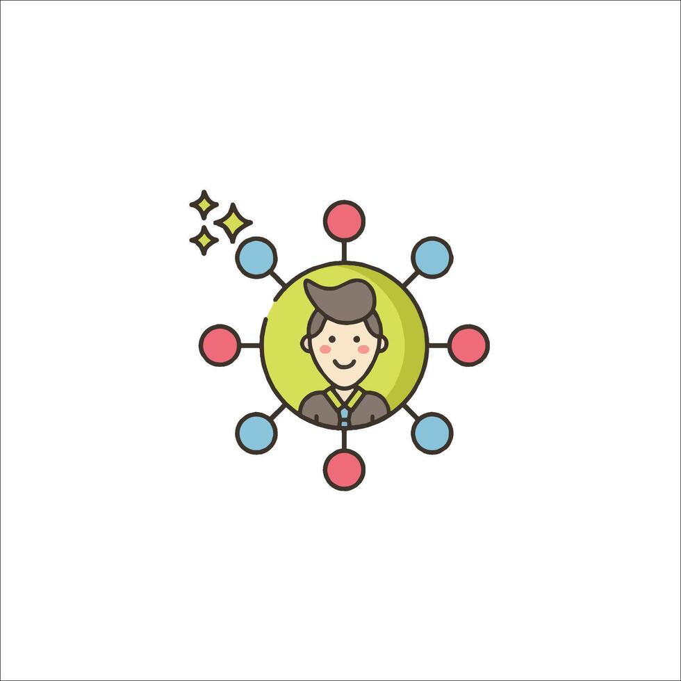 A man with a business card in the center of a circle vector