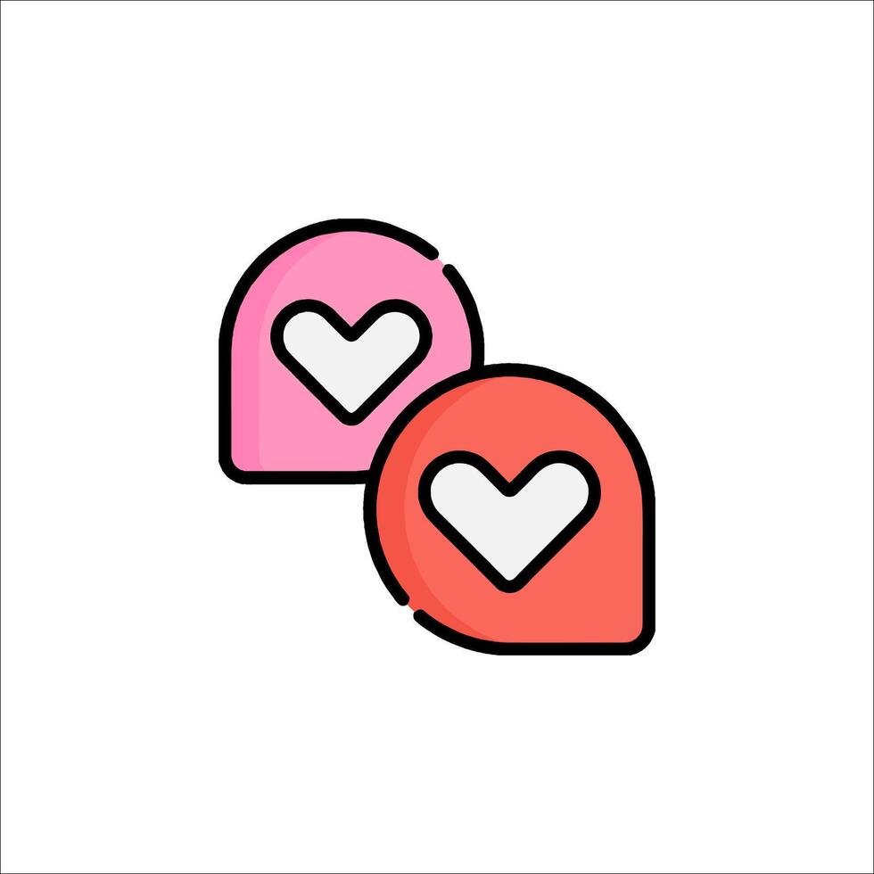Two hearts icon on white background vector