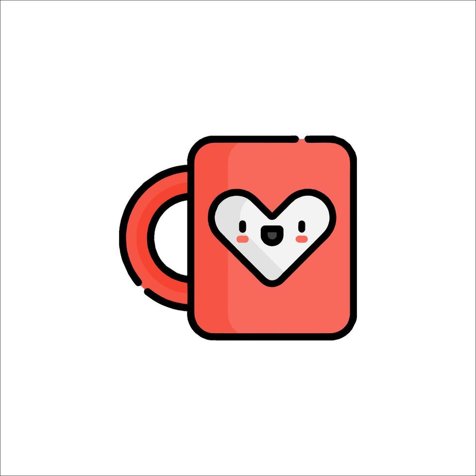 A red cup with a heart on it vector