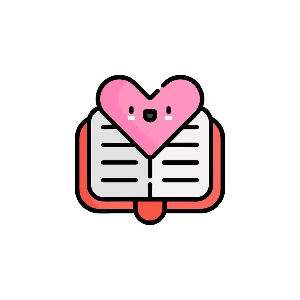 A book with a heart on it and a smile vector