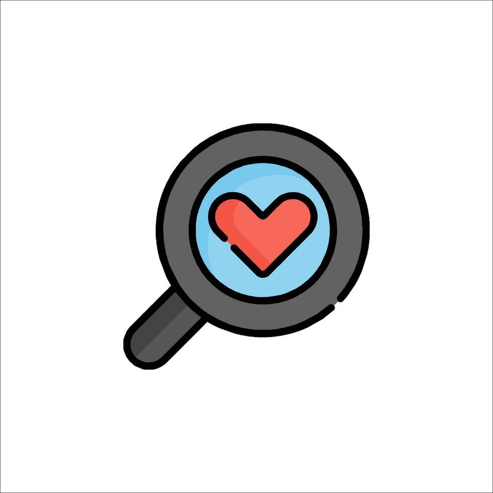 Magnifying heart icon illustration vector