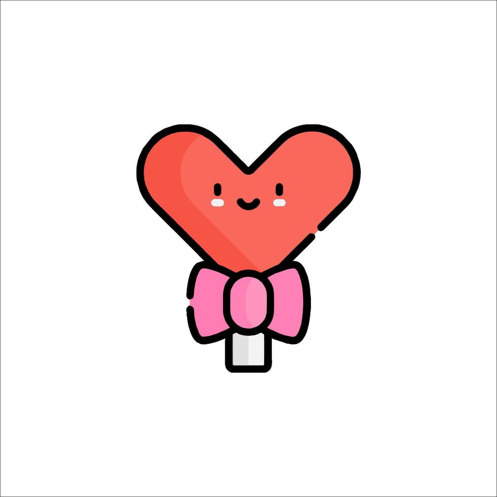 A heart shaped lollipop with a bow on it vector