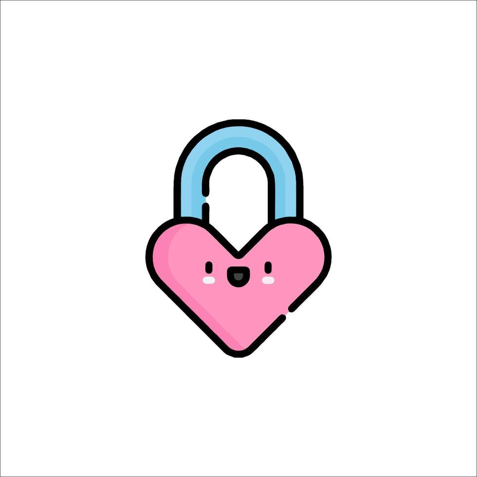 A cute pink lock with a heart on it vector