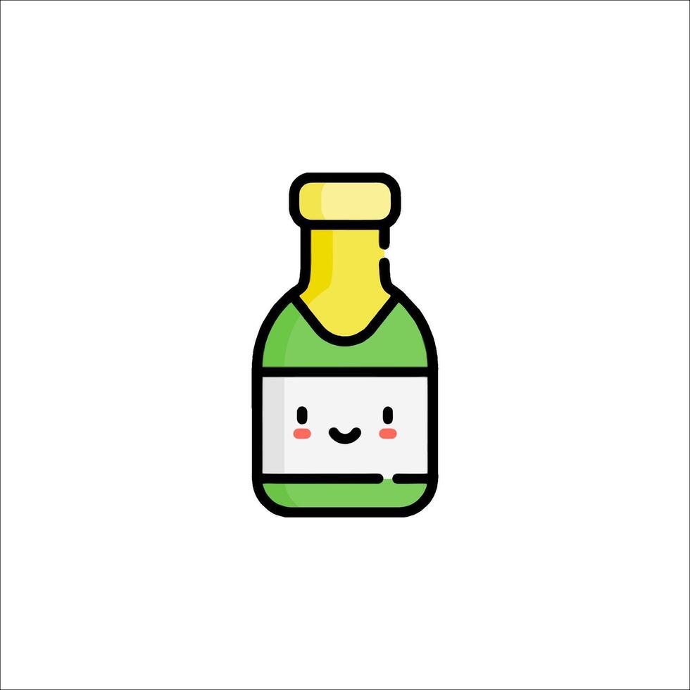 A bottle of wine with a smiley face on it vector
