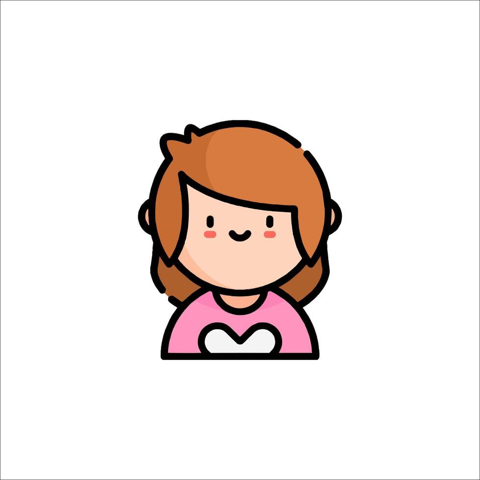 A girl with a heart on her chest icon vector