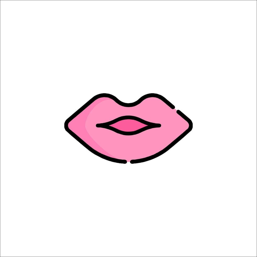 A pink lips icon on a white background vector