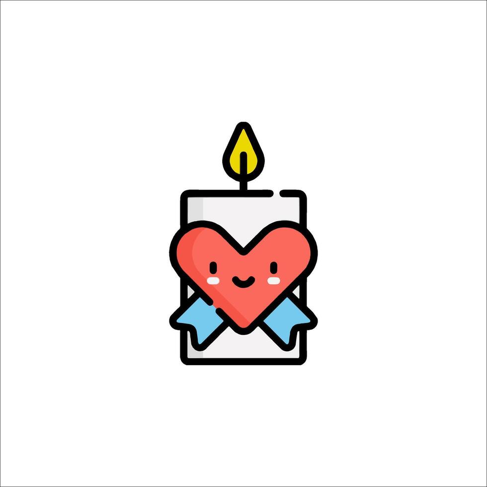 A candle with a heart on it vector