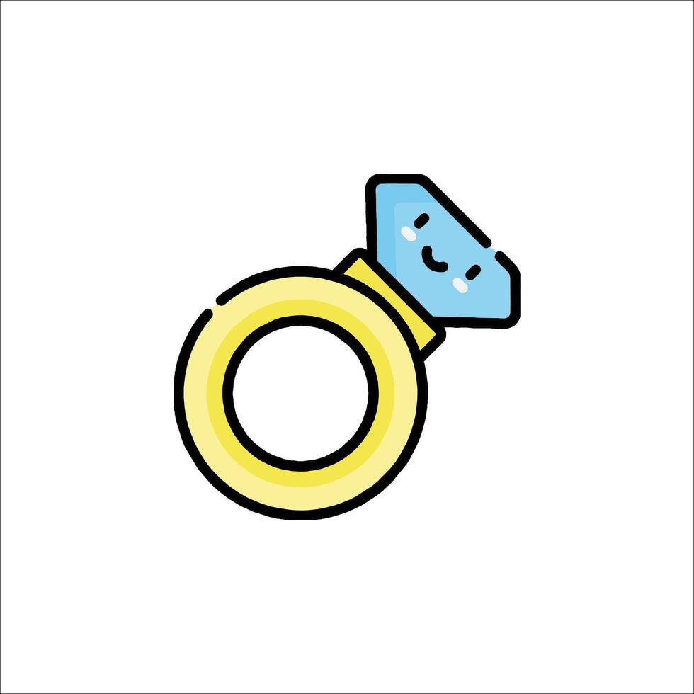 A wedding ring icon with a diamond on it vector