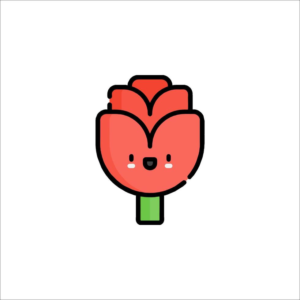 A red flower with a smiley face on it vector