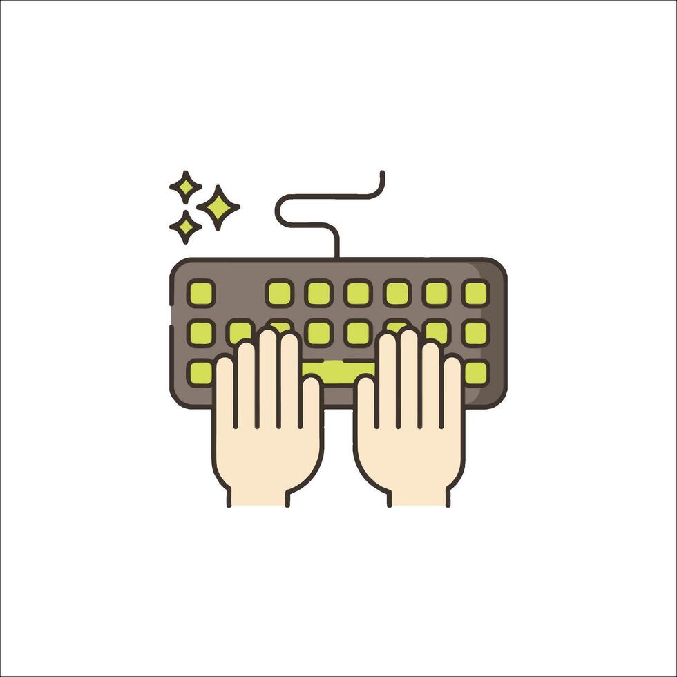 Hands typing on a keyboard illustration vector