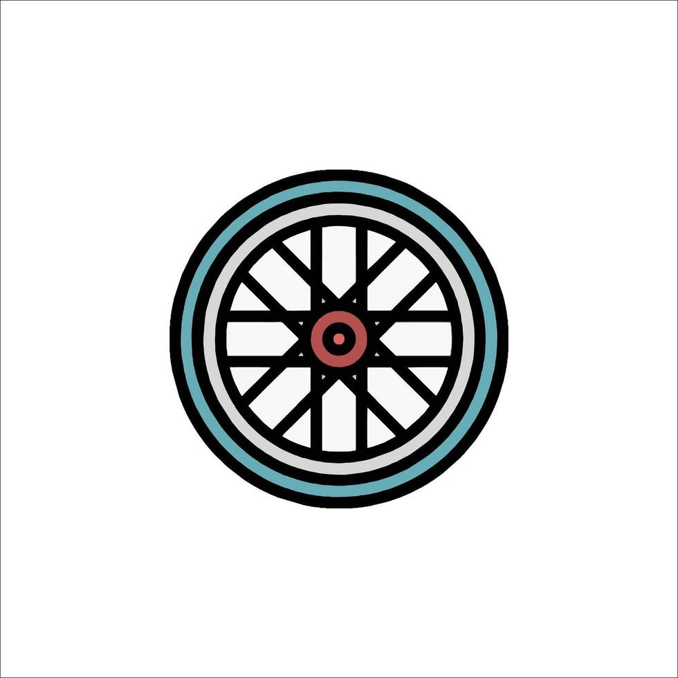 A wheel with a red and blue center vector