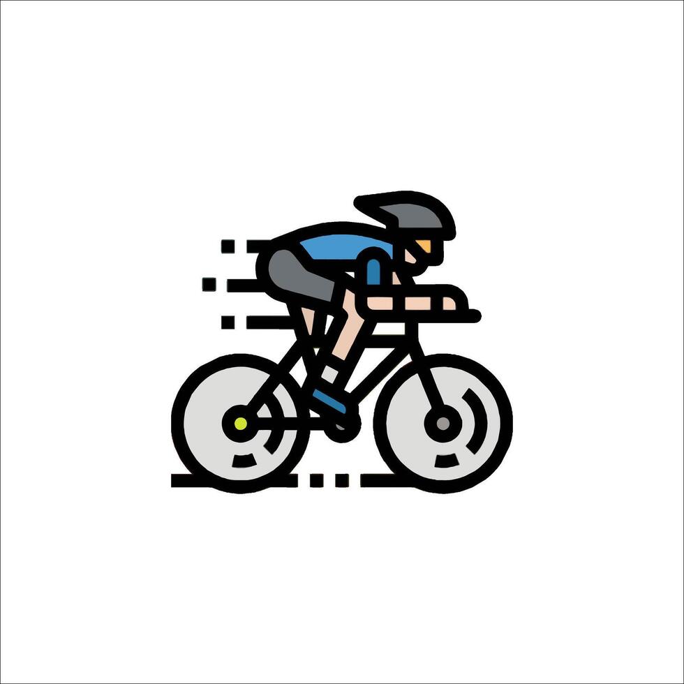 A cyclist is riding on a bike icon vector