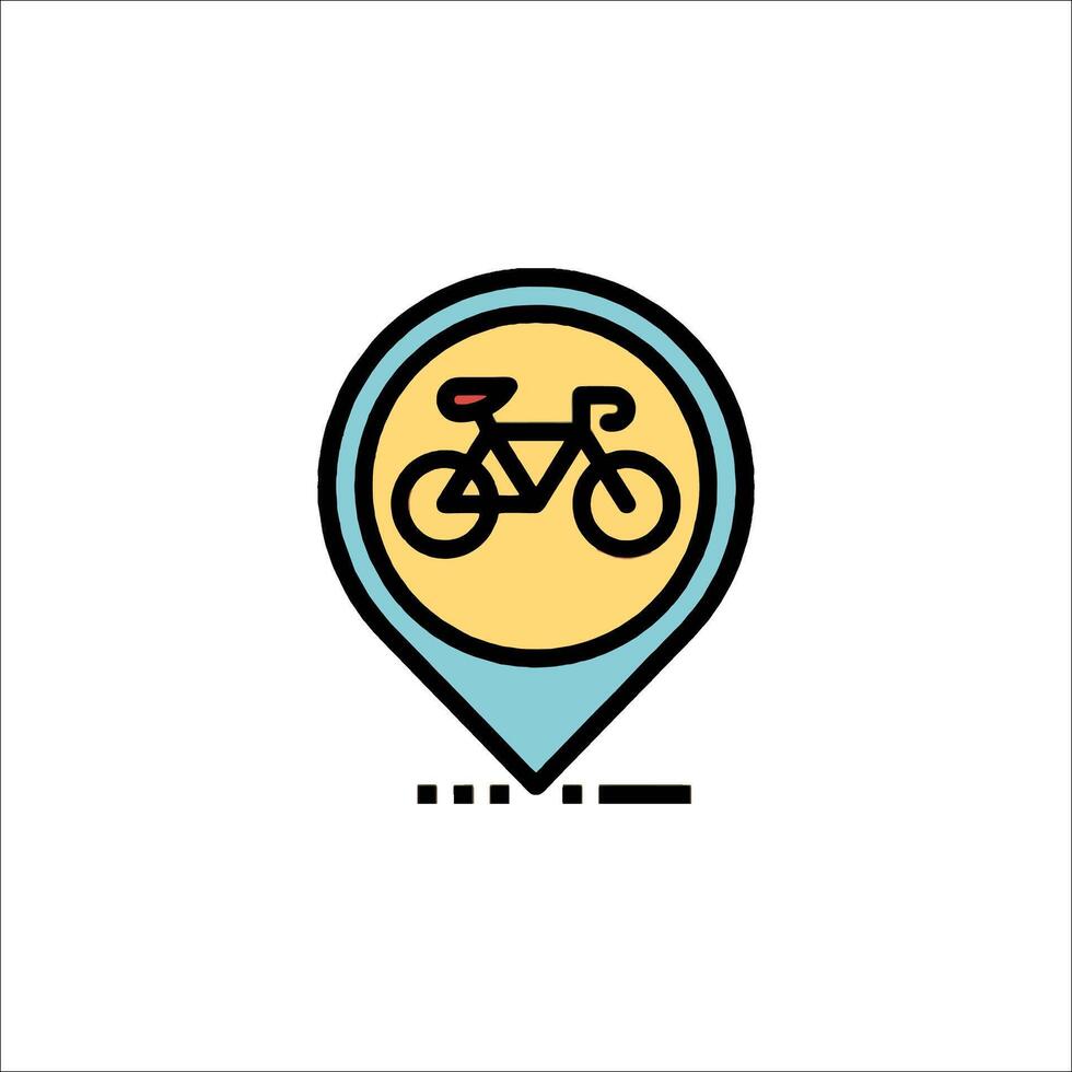A bicycle icon on a map pointer vector