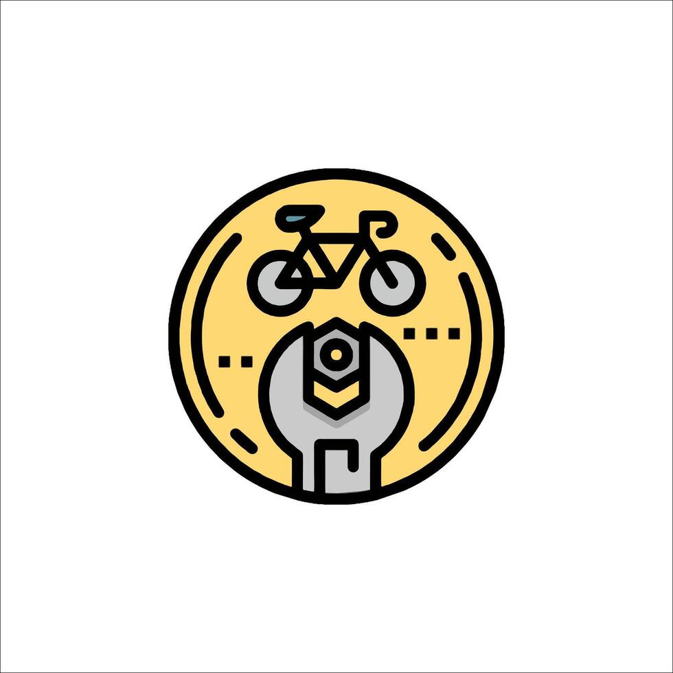 A bicycle icon with a wrench in the middle vector