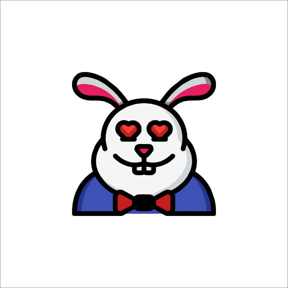 A cartoon bunny with red hearts on its face vector