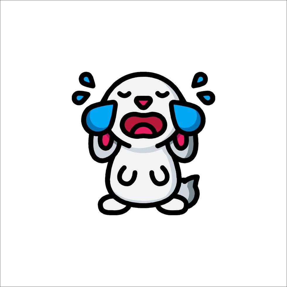 A cartoon rabbit with tears on its face vector