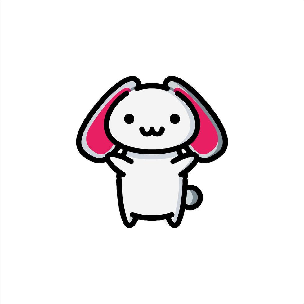 A cute bunny with pink ears and a white background vector