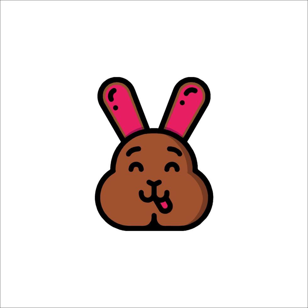A cartoon bunny with pink ears and a tongue vector