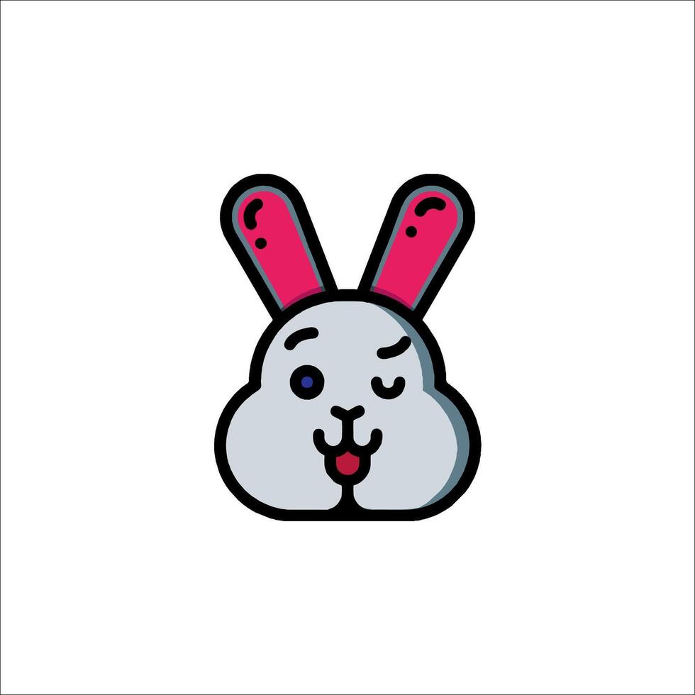 A cartoon bunny with pink ears and eyes vector