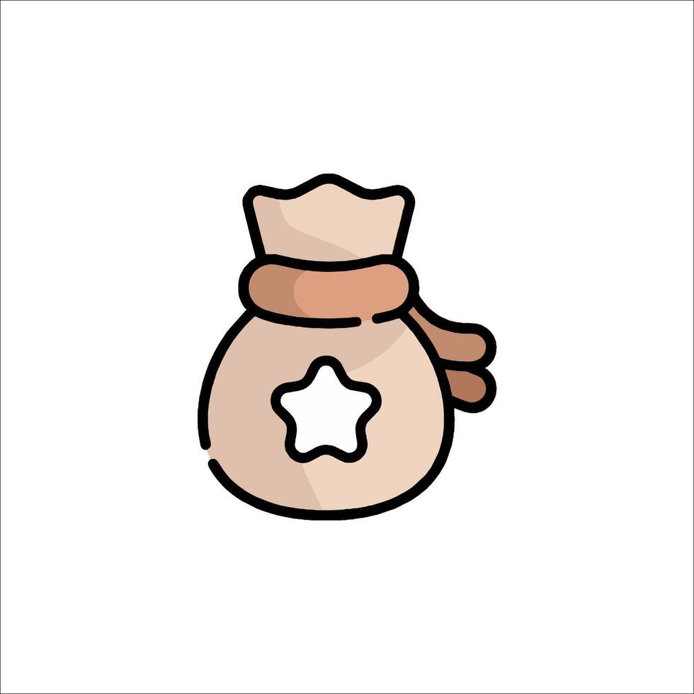 A bag with a star on it, with a star on the top vector
