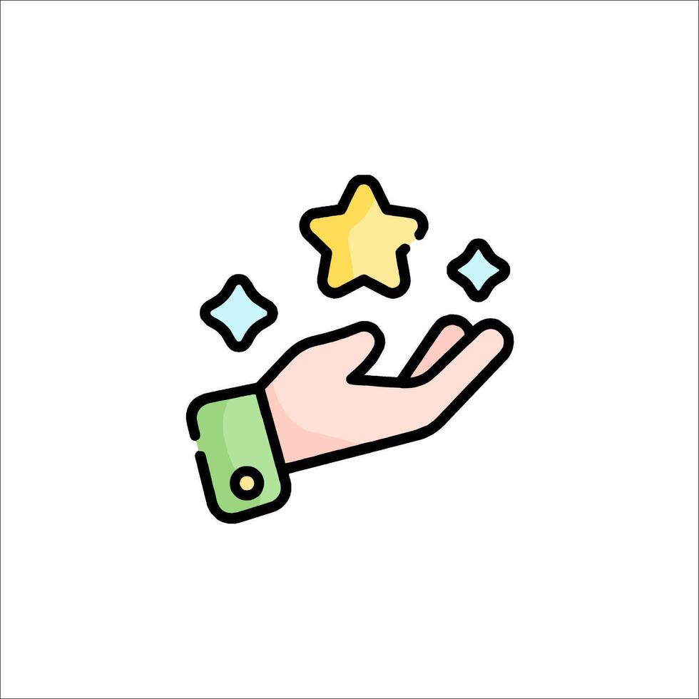 A hand holding a star icon vector