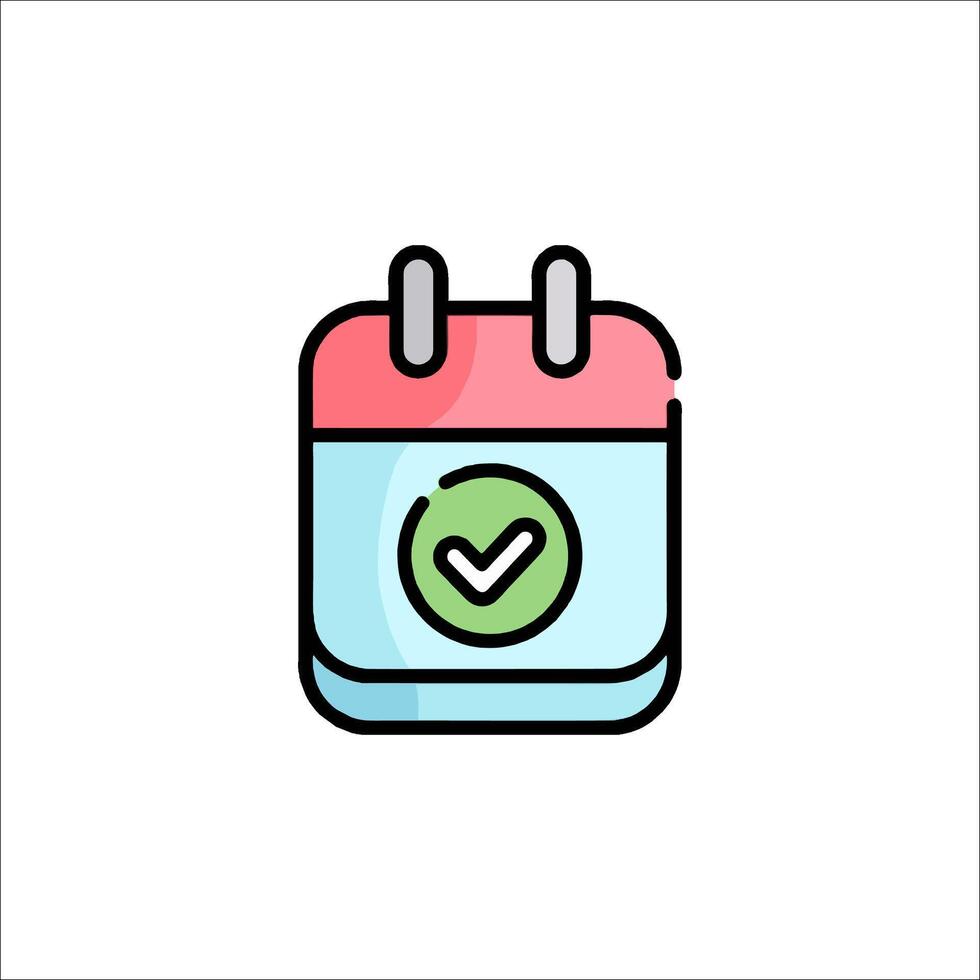 A calendar icon with a tick mark vector