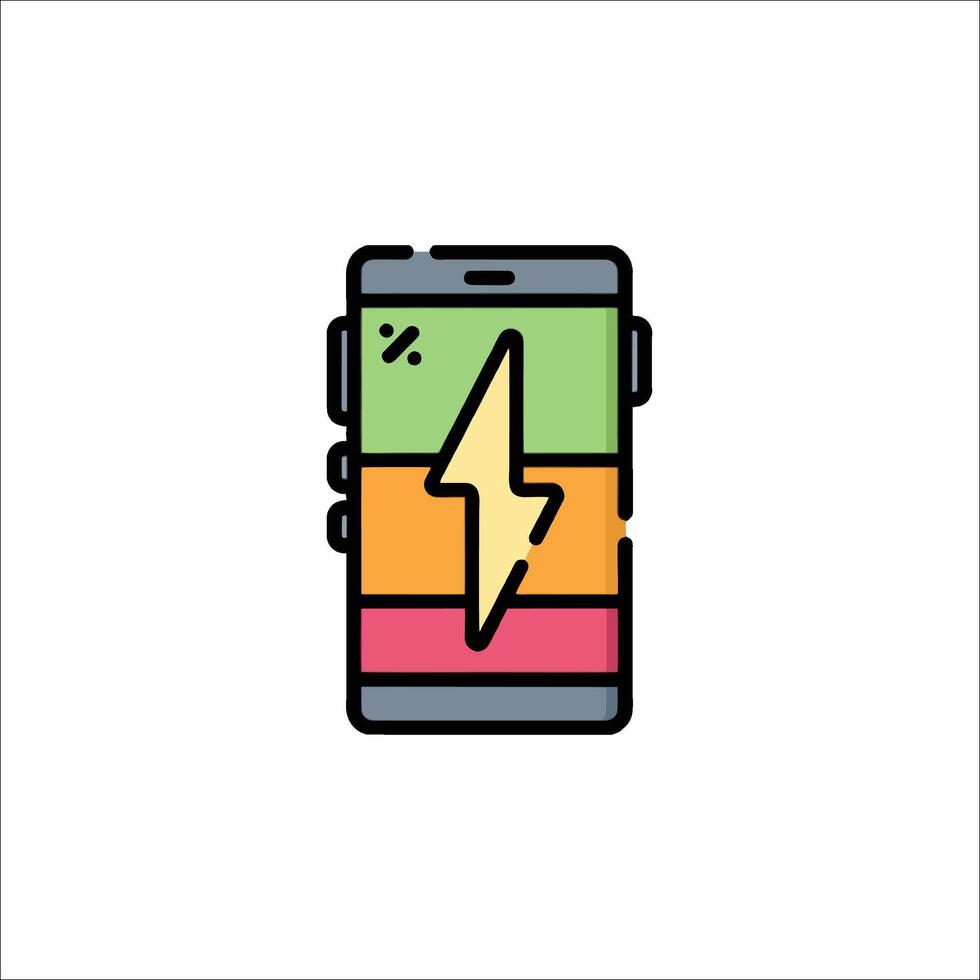 A colorful phone with a lightning bolt on it vector