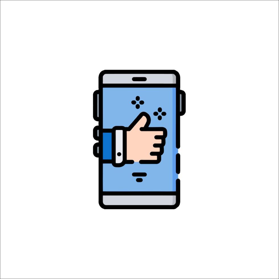 A phone with a thumbs up icon on it vector