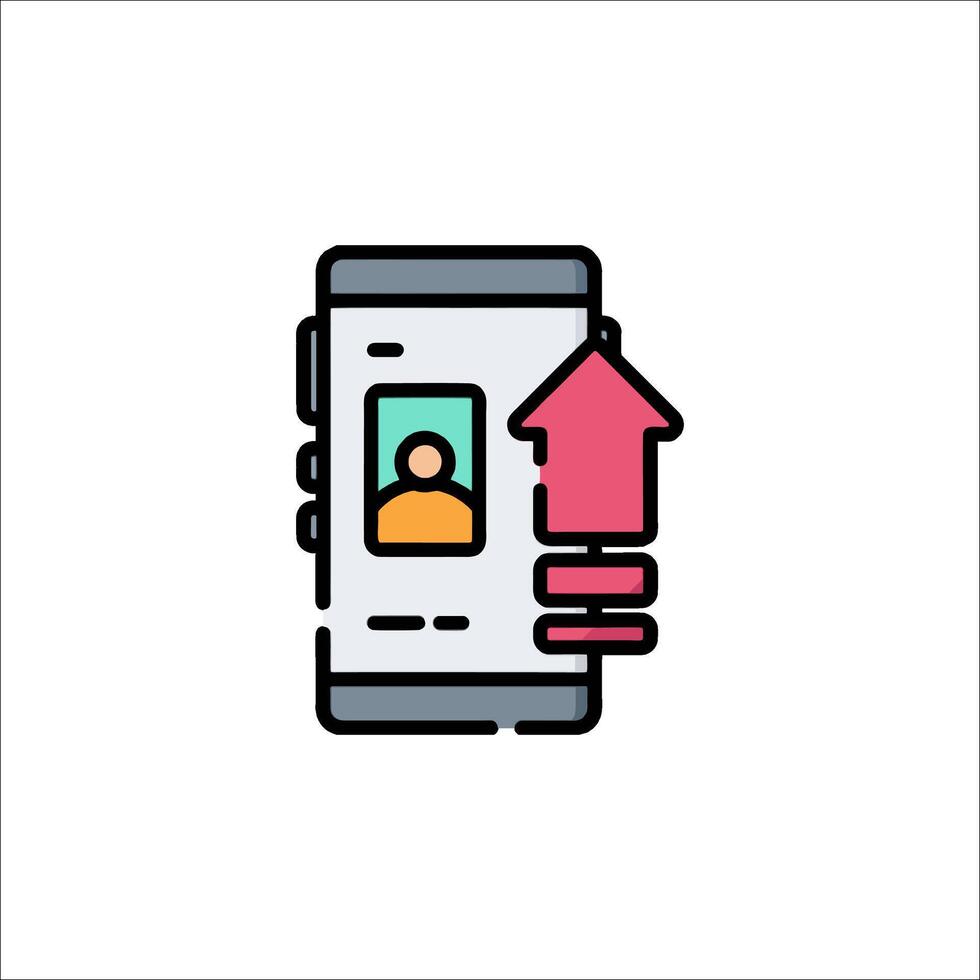A phone with an arrow pointing to the screen vector