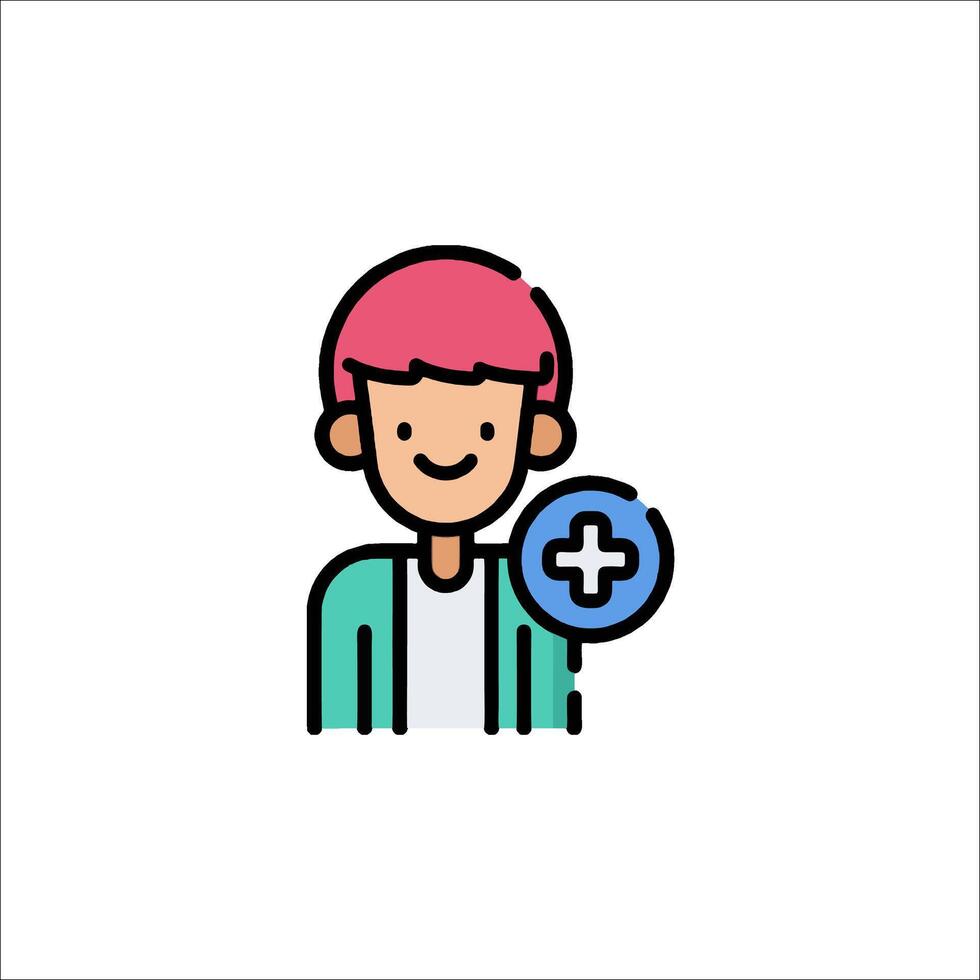 A man with a plus sign on his hand vector