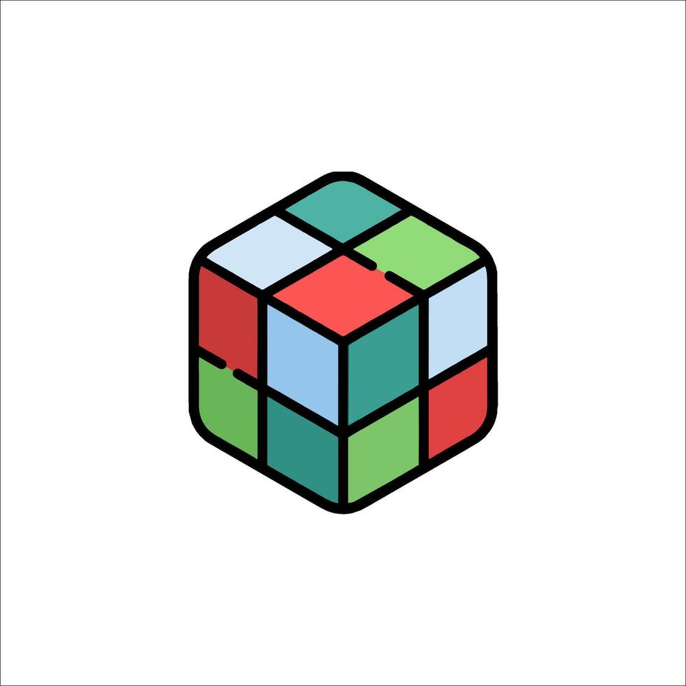 A rubik's cube logo with a red, green and blue color scheme vector