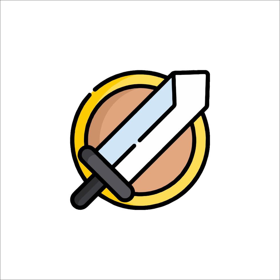 A sword and shield icon on a white background vector