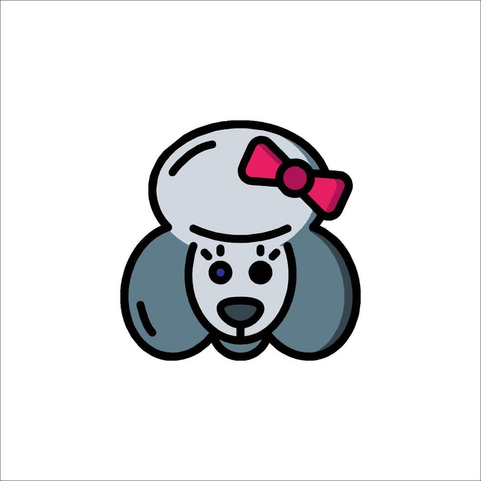 A cartoon dog with a bow on its head vector