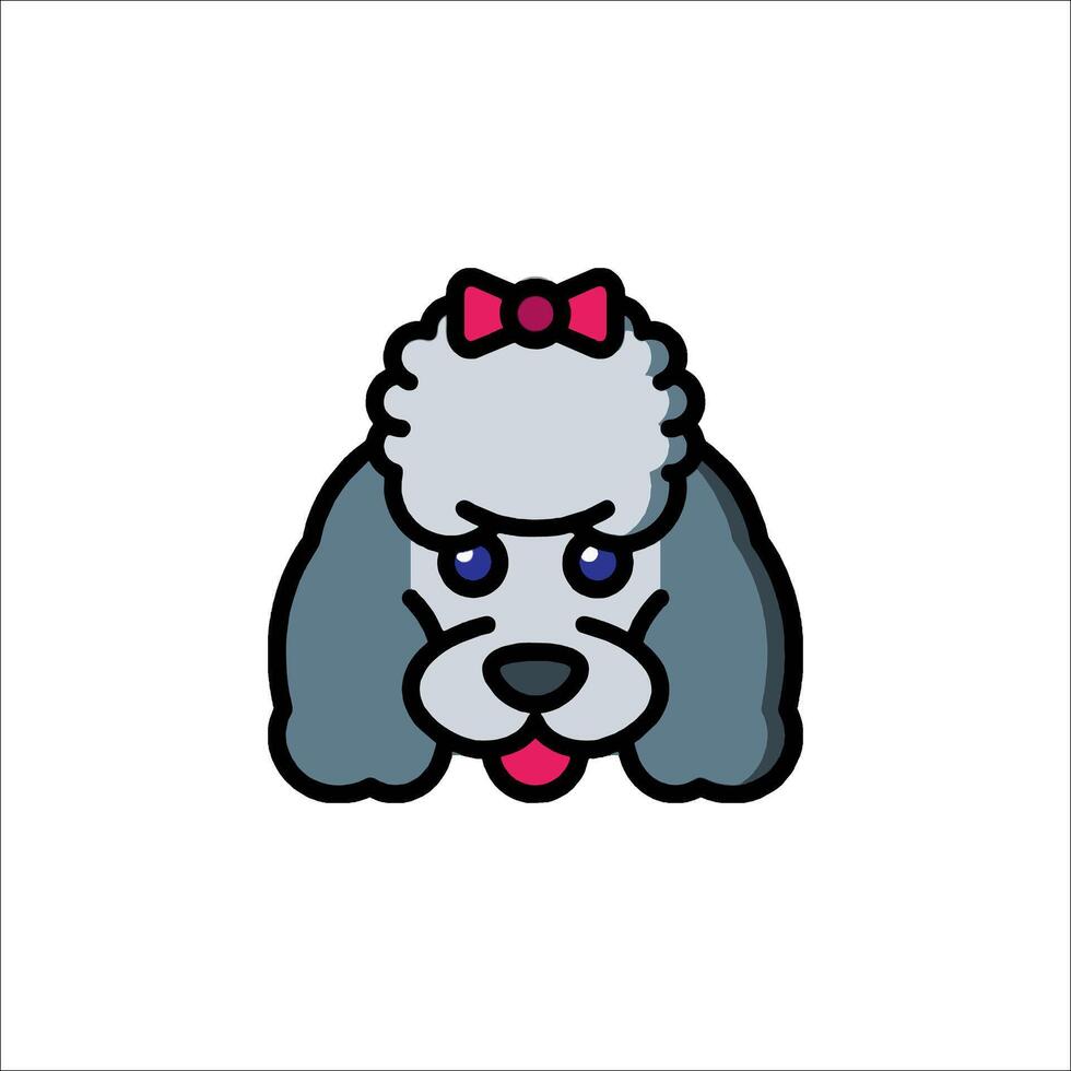 A cartoon dog with a bow on its head vector